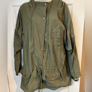 American Eagle Outfitters Drawstring Hooded Utility Jacket Green‎ Size Small